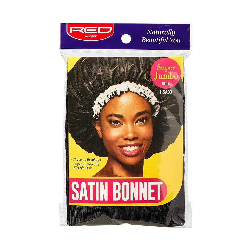 Red by Kiss Satin Bonnet – Black | Large, XL & Extra Jumbo | Frizz - Free Sleep Cap for All Hair Volumes - Beauty Exchange Beauty Supply