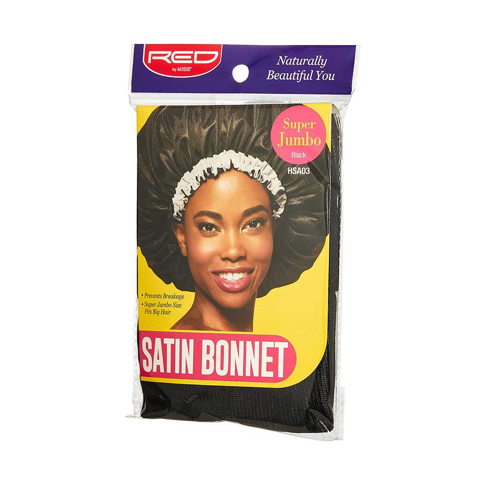 Red by Kiss Satin Bonnet – Black | Large, XL & Extra Jumbo | Frizz - Free Sleep Cap for All Hair Volumes - Beauty Exchange Beauty Supply