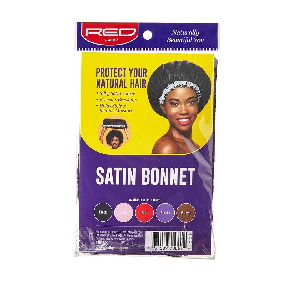 Red by Kiss Satin Bonnet – Black | Large, XL & Extra Jumbo | Frizz - Free Sleep Cap for All Hair Volumes - Beauty Exchange Beauty Supply