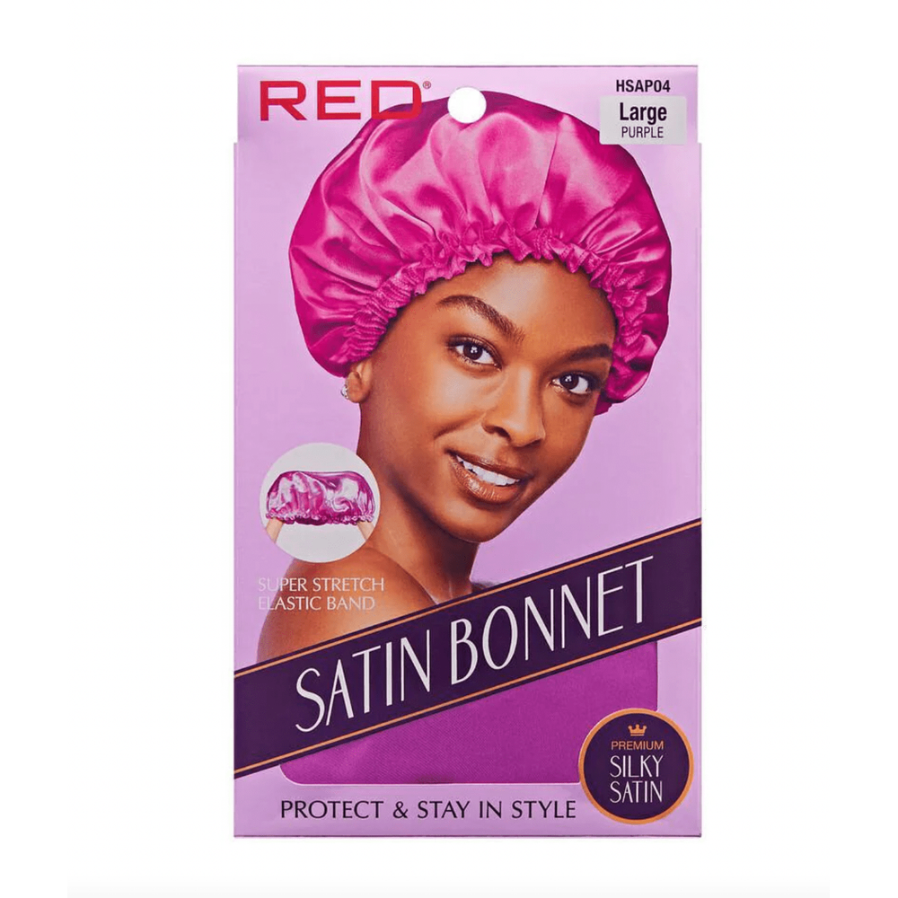 Red by Kiss Satin Bonnet – Large | Lightweight Frizz Protection for Natural Styles | Black & Purple | One Size - Beauty Exchange Beauty Supply