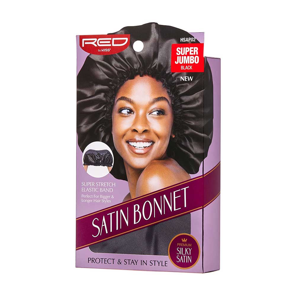 Red by Kiss Satin Bonnet – Super Jumbo | Maximum Coverage for Braids, Locs & Big Hair | Black & Assorted | One Size - Beauty Exchange Beauty Supply