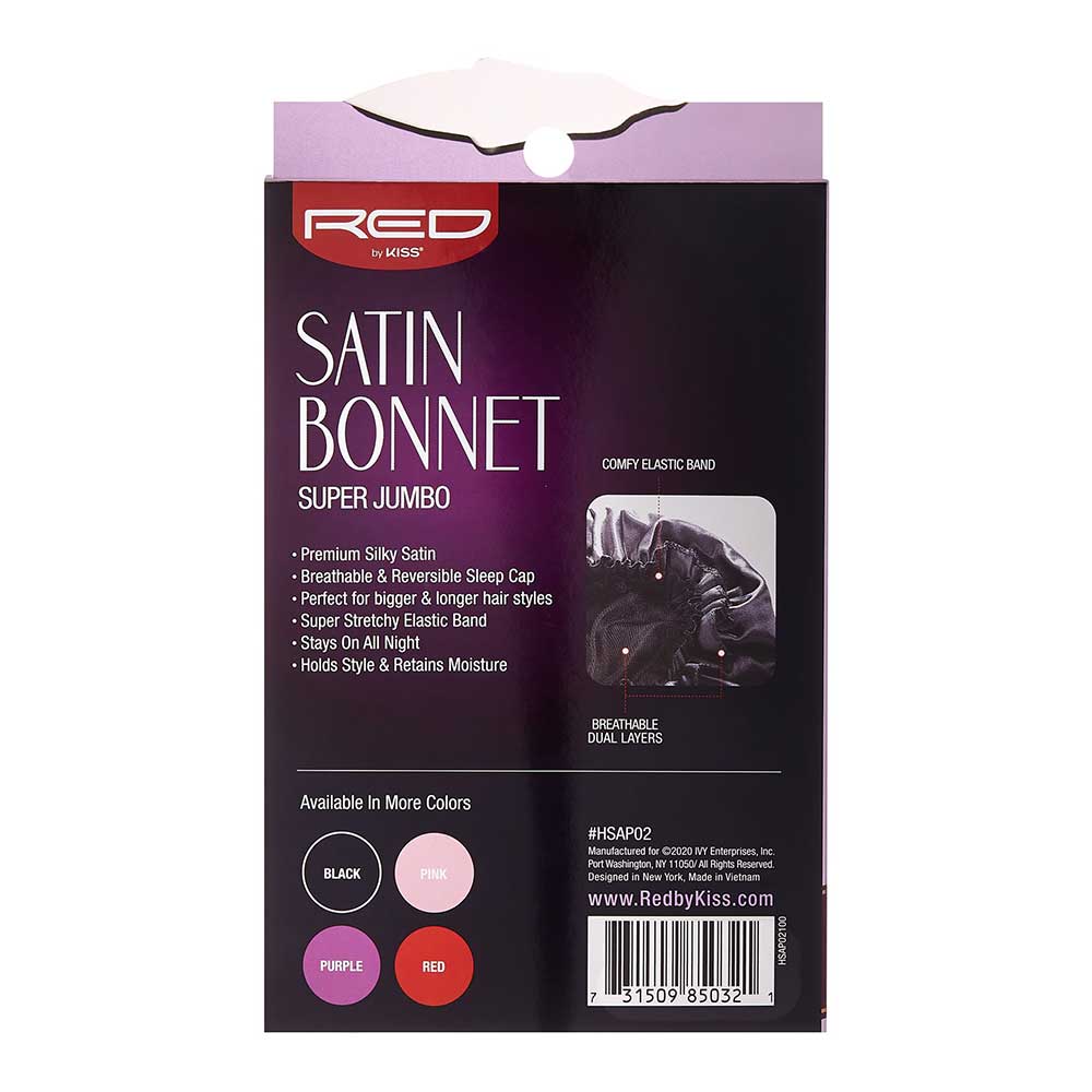 Red by Kiss Satin Bonnet – Super Jumbo | Maximum Coverage for Braids, Locs & Big Hair | Black & Assorted | One Size - Beauty Exchange Beauty Supply