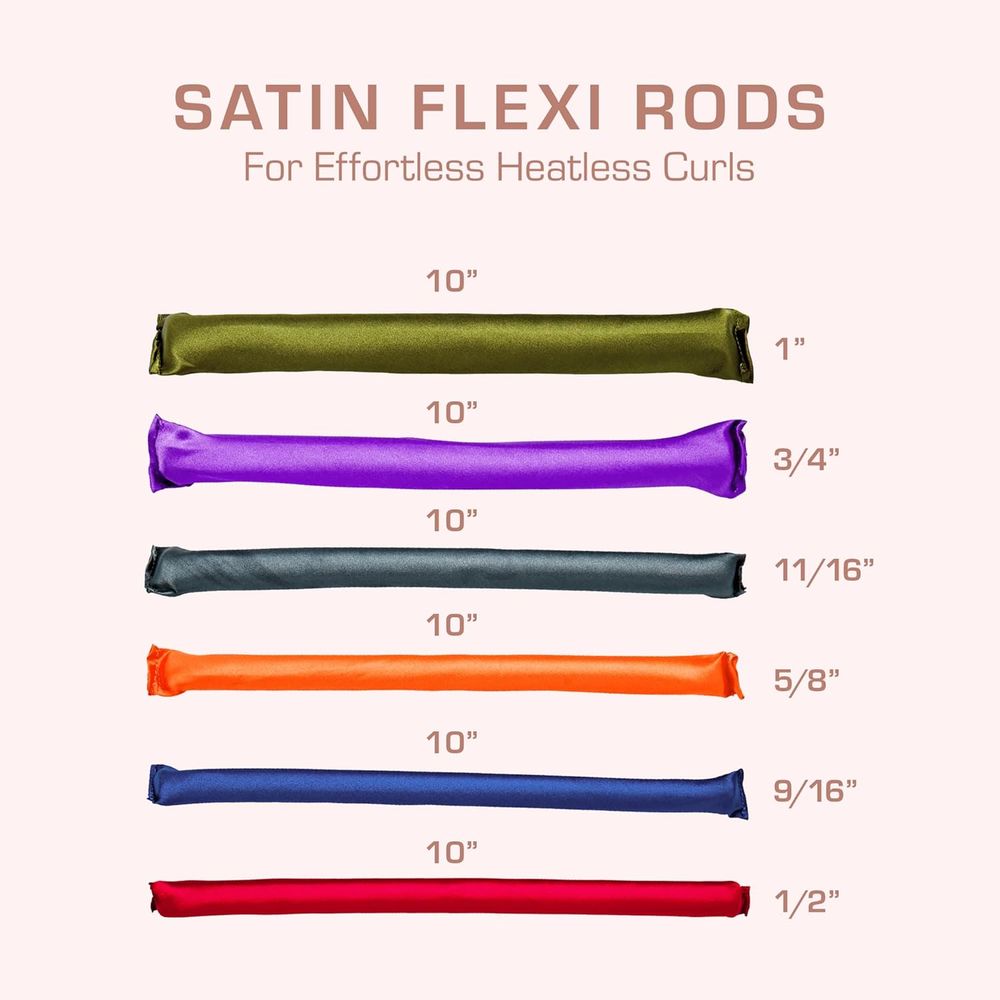 Red by Kiss Satin Flexi Rods | 6 Color Variants for Smooth, Heat - Free Curls - Beauty Exchange Beauty Supply