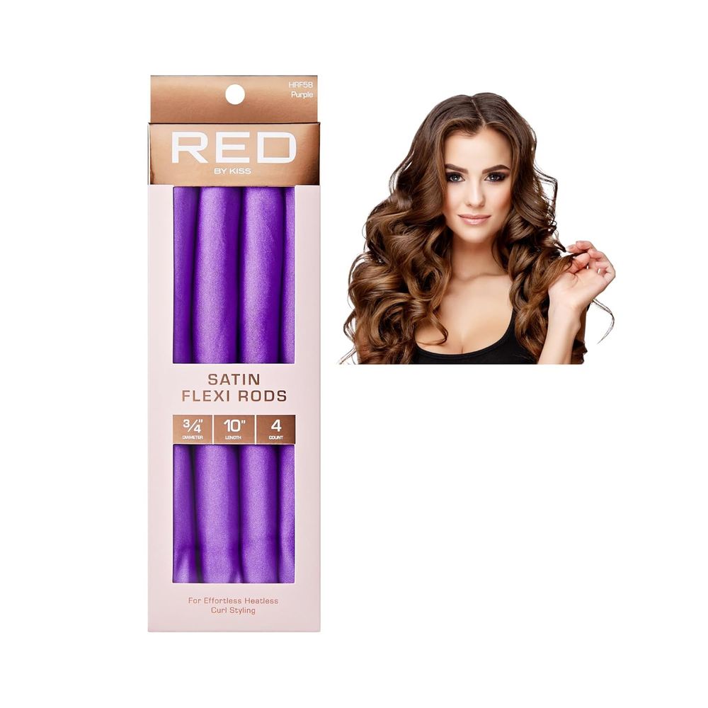 Red by Kiss Satin Flexi Rods | 6 Color Variants for Smooth, Heat - Free Curls - Beauty Exchange Beauty Supply