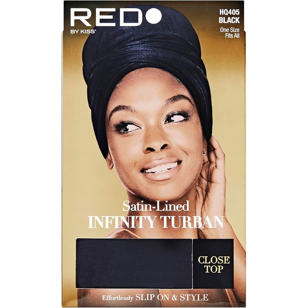 Red by Kiss Satin - Lined Infinity Turban - Close Top | Prevents Frizz, Locks in Moisture | Black, Charcoal, Dark Green | One Size - Beauty Exchange Beauty Supply