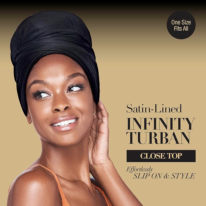 Red by Kiss Satin - Lined Infinity Turban - Close Top | Prevents Frizz, Locks in Moisture | Black, Charcoal, Dark Green | One Size - Beauty Exchange Beauty Supply