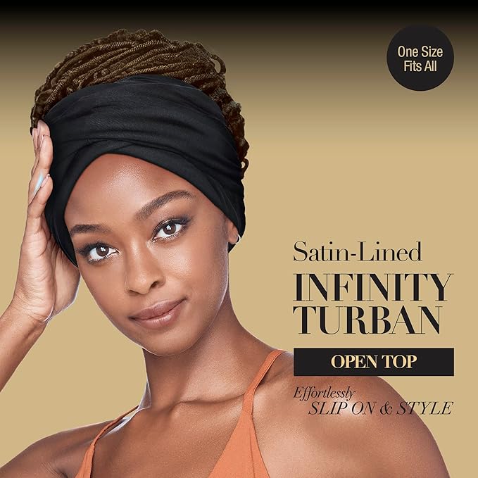 Red by Kiss Satin - Lined Infinity Turban - Open Top | Perfect for High Buns & Ponytails | Black, Charcoal, Dark Green | One Size - Beauty Exchange Beauty Supply