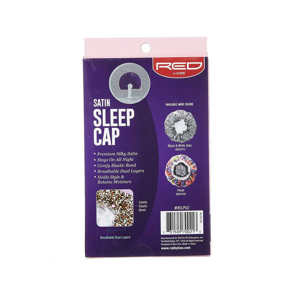 Red by Kiss Satin Sleep Cap | Comfortable Nighttime Protection for Natural & Relaxed Hair | Black & White, Leopard | One Size - Beauty Exchange Beauty Supply
