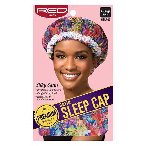 Red by Kiss Satin Sleep Cap Floral HSLP03 – Premium X - Large | One Size - Beauty Exchange Beauty Supply