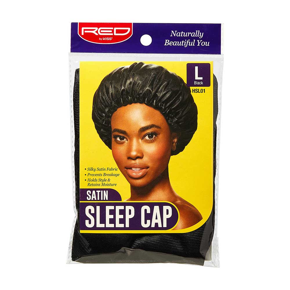 Red by Kiss Satin Sleep Cap – Large & Extra Jumbo | Frizz - Free Night Protection | HSL01 & HSL03 (Black) - Beauty Exchange Beauty Supply