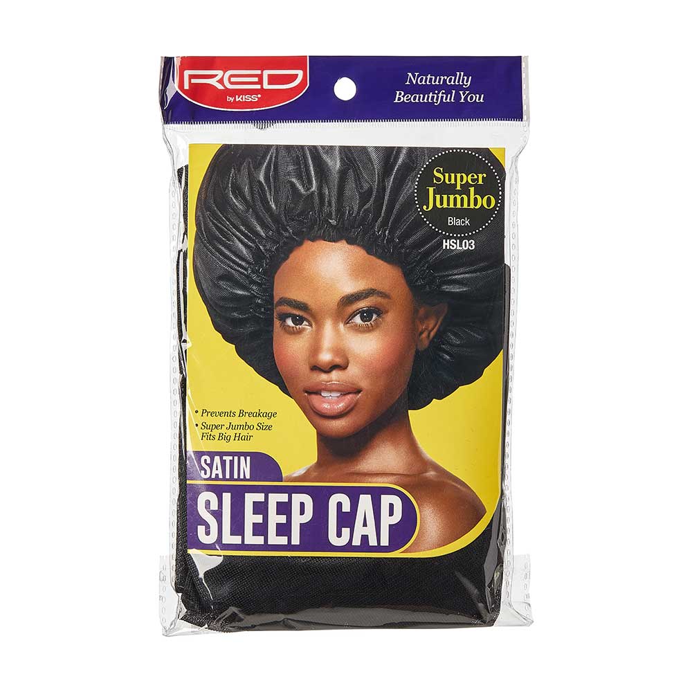 Red by Kiss Satin Sleep Cap – Large & Extra Jumbo | Frizz - Free Night Protection | HSL01 & HSL03 (Black) - Beauty Exchange Beauty Supply