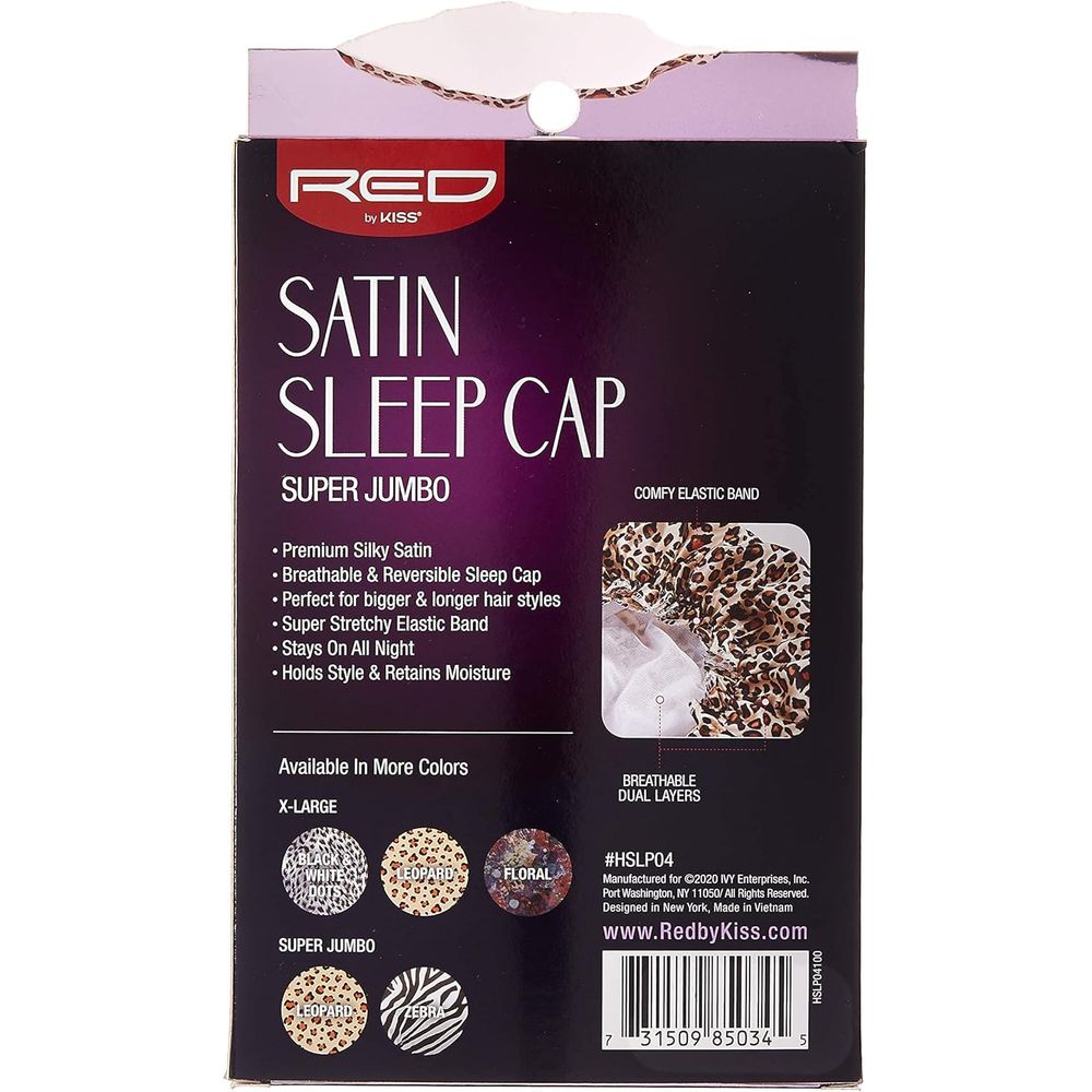 Red by Kiss Satin Sleep Cap – Super Jumbo | Frizz - Free Overnight Protection for Braids & Big Hair | HSLP04 & HSLP05 | One Size - Beauty Exchange Beauty Supply
