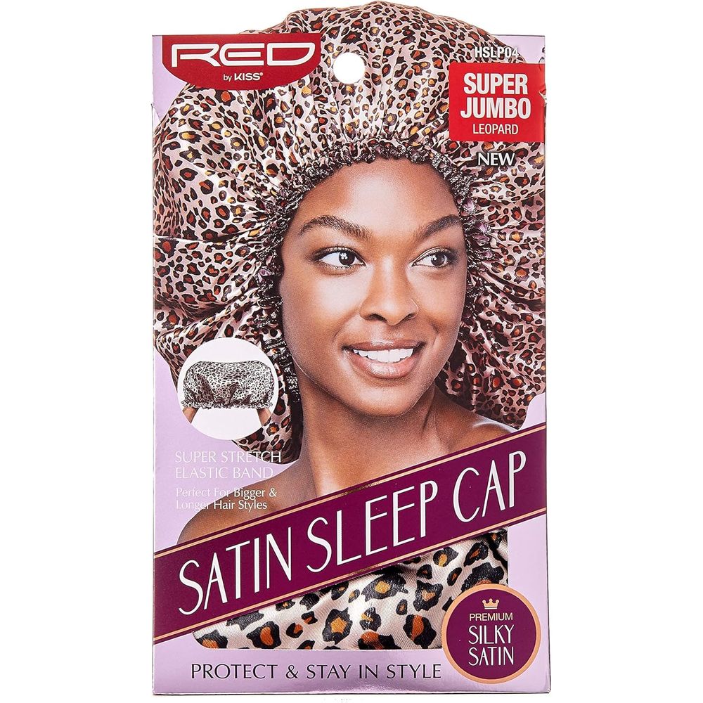 Red by Kiss Satin Sleep Cap – Super Jumbo | Frizz - Free Overnight Protection for Braids & Big Hair | HSLP04 & HSLP05 | One Size - Beauty Exchange Beauty Supply