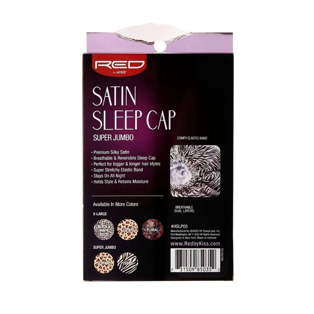 Red by Kiss Satin Sleep Cap – Super Jumbo | Frizz - Free Overnight Protection for Braids & Big Hair | HSLP04 & HSLP05 | One Size - Beauty Exchange Beauty Supply