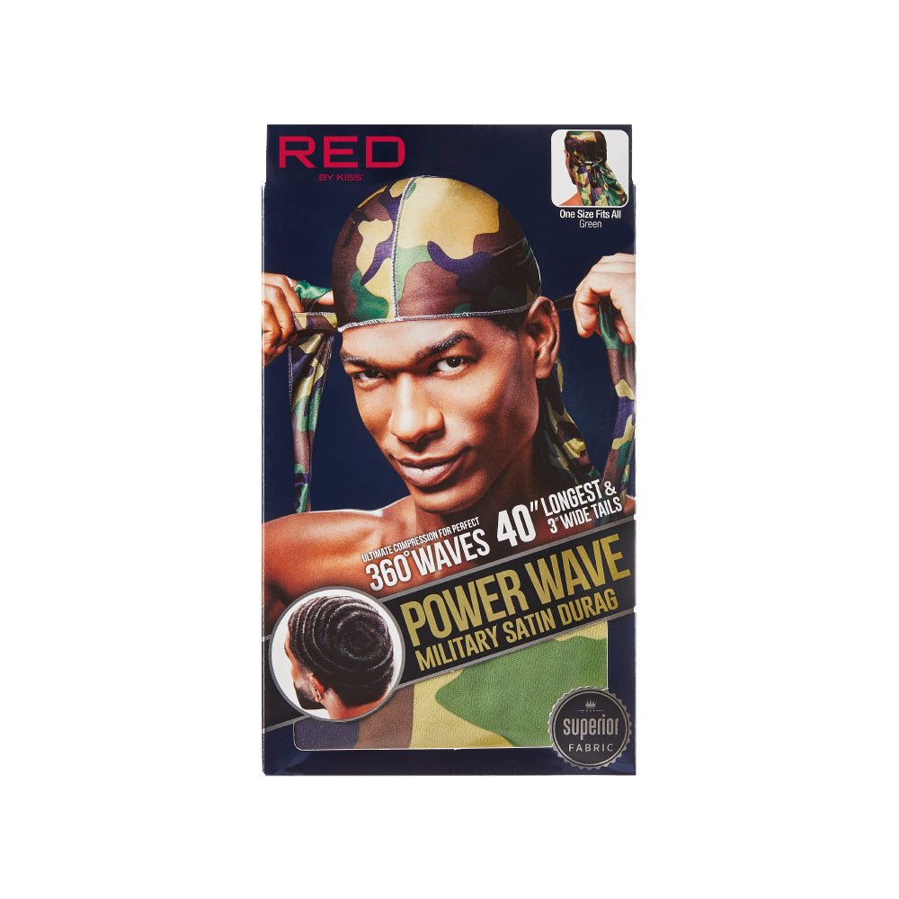 Red by Kiss Silky Satin Durag Power Wave – Camo Silky Satin for 360 Waves & Style Compression - Beauty Exchange Beauty Supply