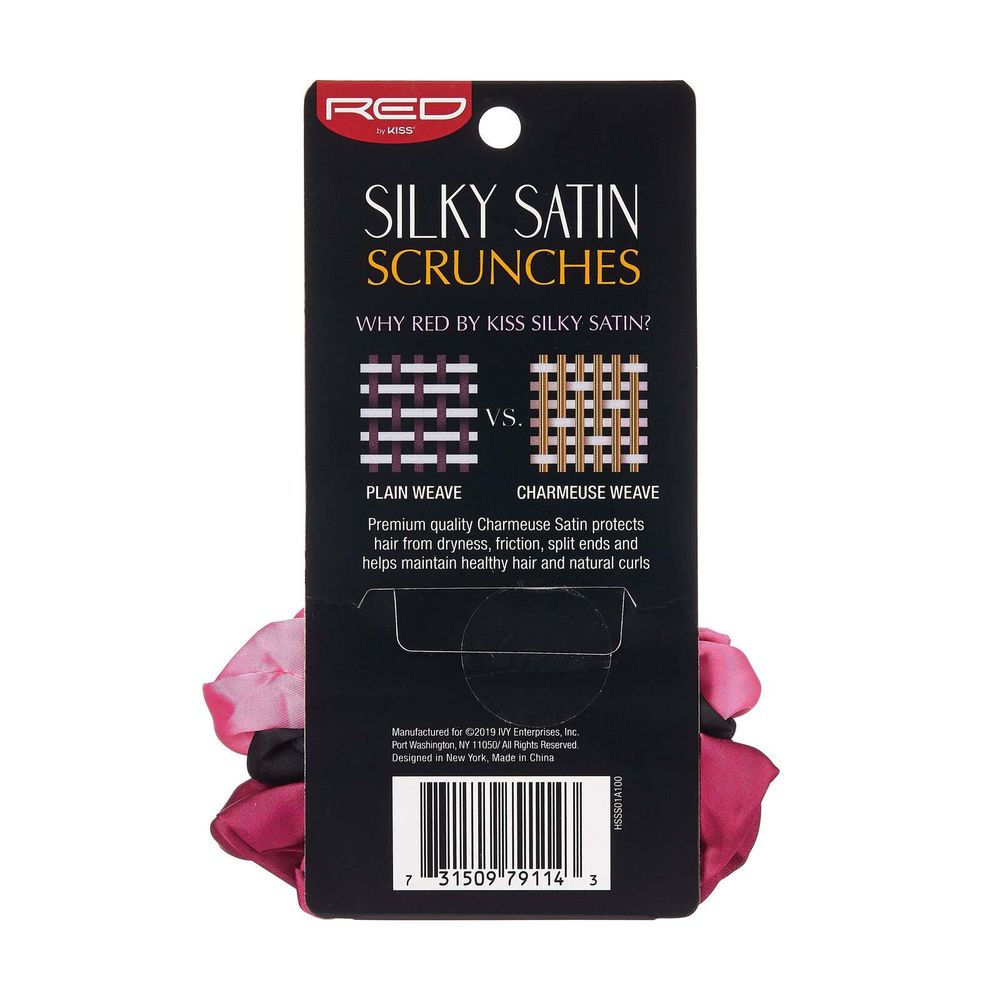 Red by Kiss Silky Satin Scrunchies – 3pcs - Beauty Exchange Beauty Supply
