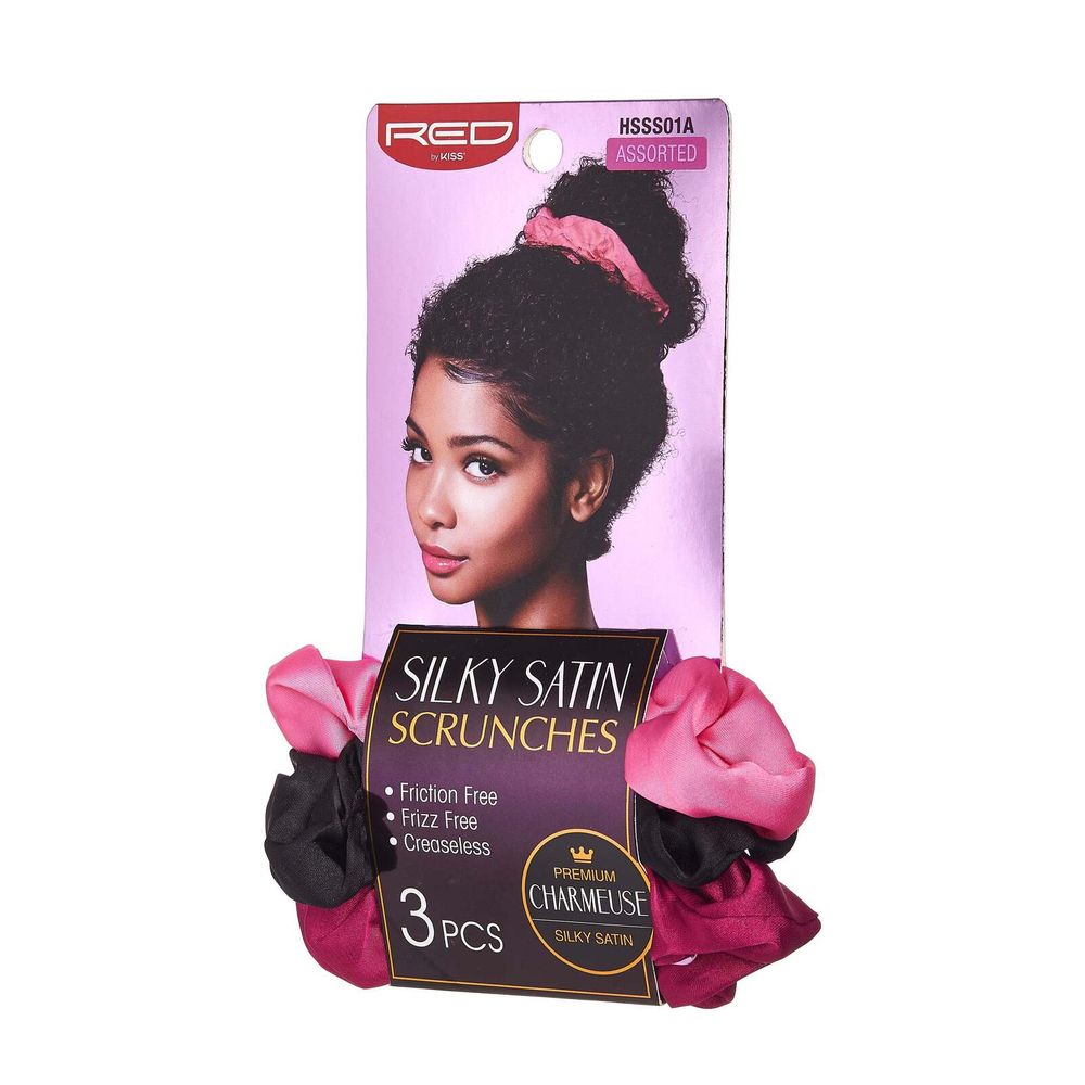 Red by Kiss Silky Satin Scrunchies – 3pcs - Beauty Exchange Beauty Supply