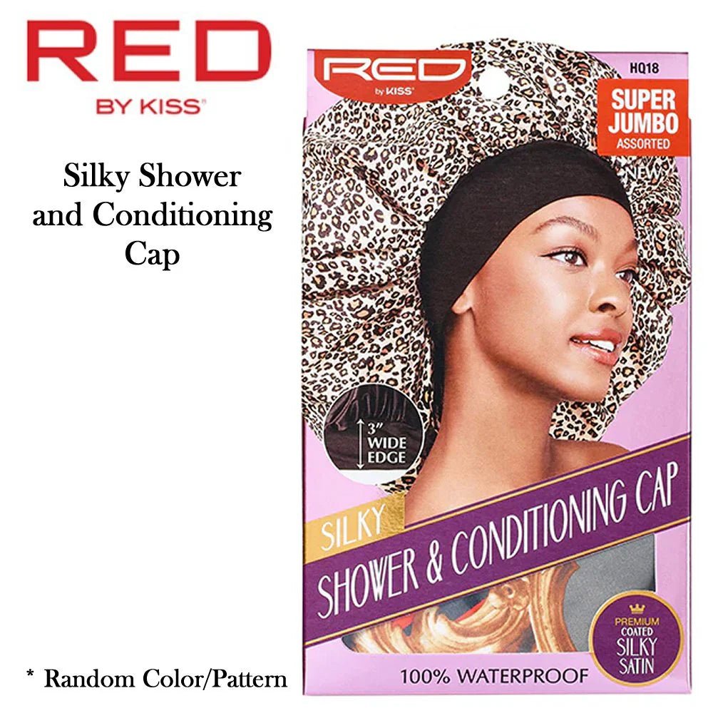 Red by Kiss Silky Shower & Conditioning Cap – Super Jumbo | Dual Use for Deep Conditioning & Waterproof Protection | One Size - Beauty Exchange Beauty Supply