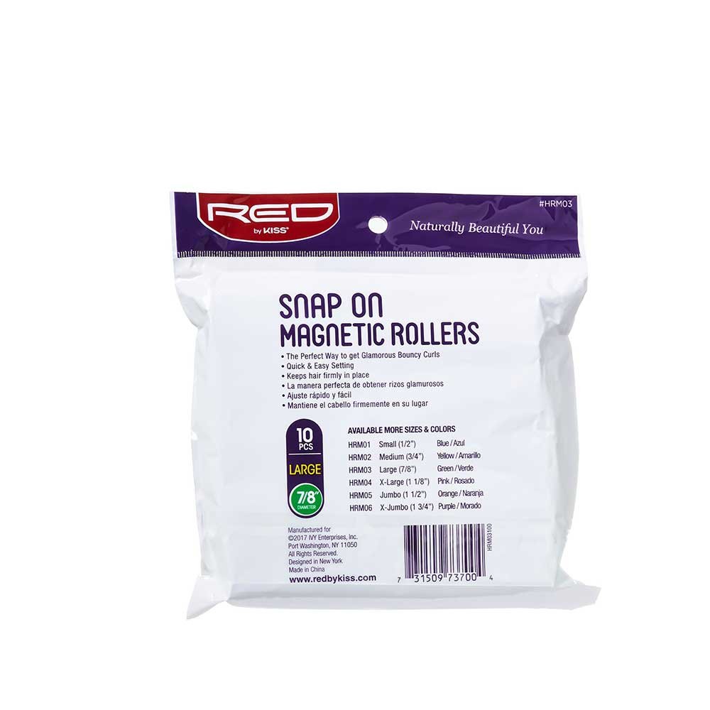 Red by Kiss Snap - On Magnetic Rollers | HRM01–HRM06 | Smooth, Long - Lasting Curls with Snap - On Clips - Beauty Exchange Beauty Supply