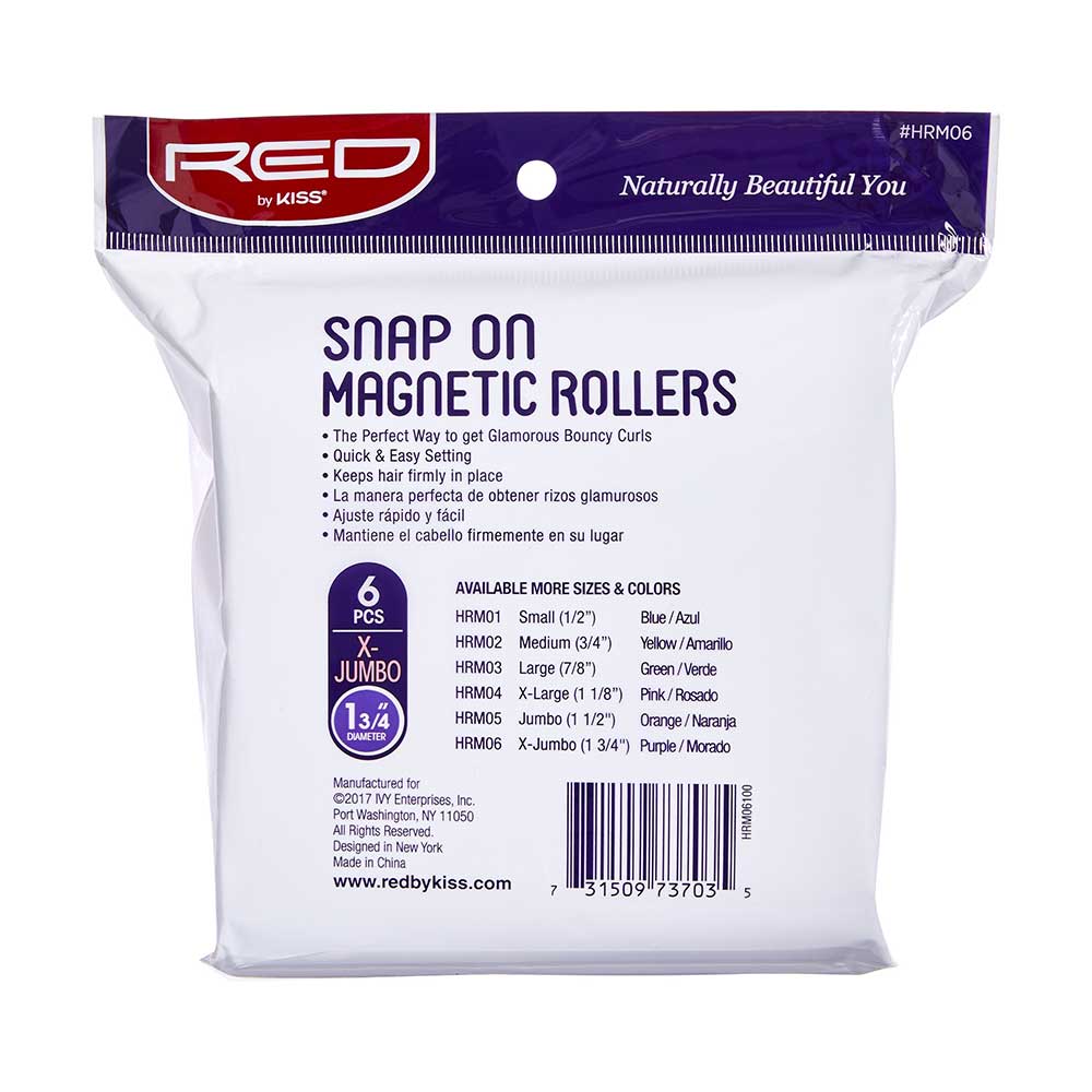 Red by Kiss Snap - On Magnetic Rollers | HRM01–HRM06 | Smooth, Long - Lasting Curls with Snap - On Clips - Beauty Exchange Beauty Supply