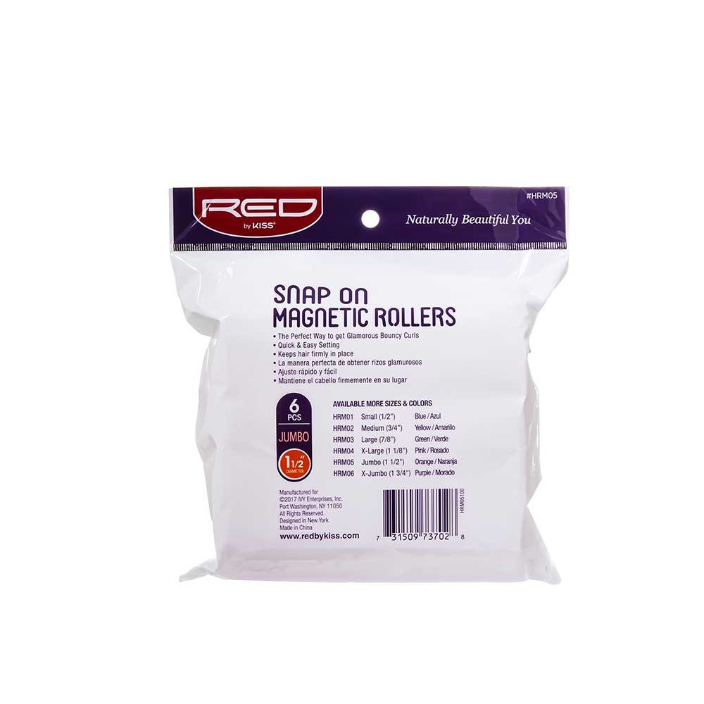 Red by Kiss Snap - On Magnetic Rollers | HRM01–HRM06 | Smooth, Long - Lasting Curls with Snap - On Clips - Beauty Exchange Beauty Supply