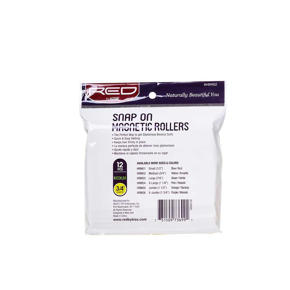 Red by Kiss Snap - On Magnetic Rollers | HRM01–HRM06 | Smooth, Long - Lasting Curls with Snap - On Clips - Beauty Exchange Beauty Supply