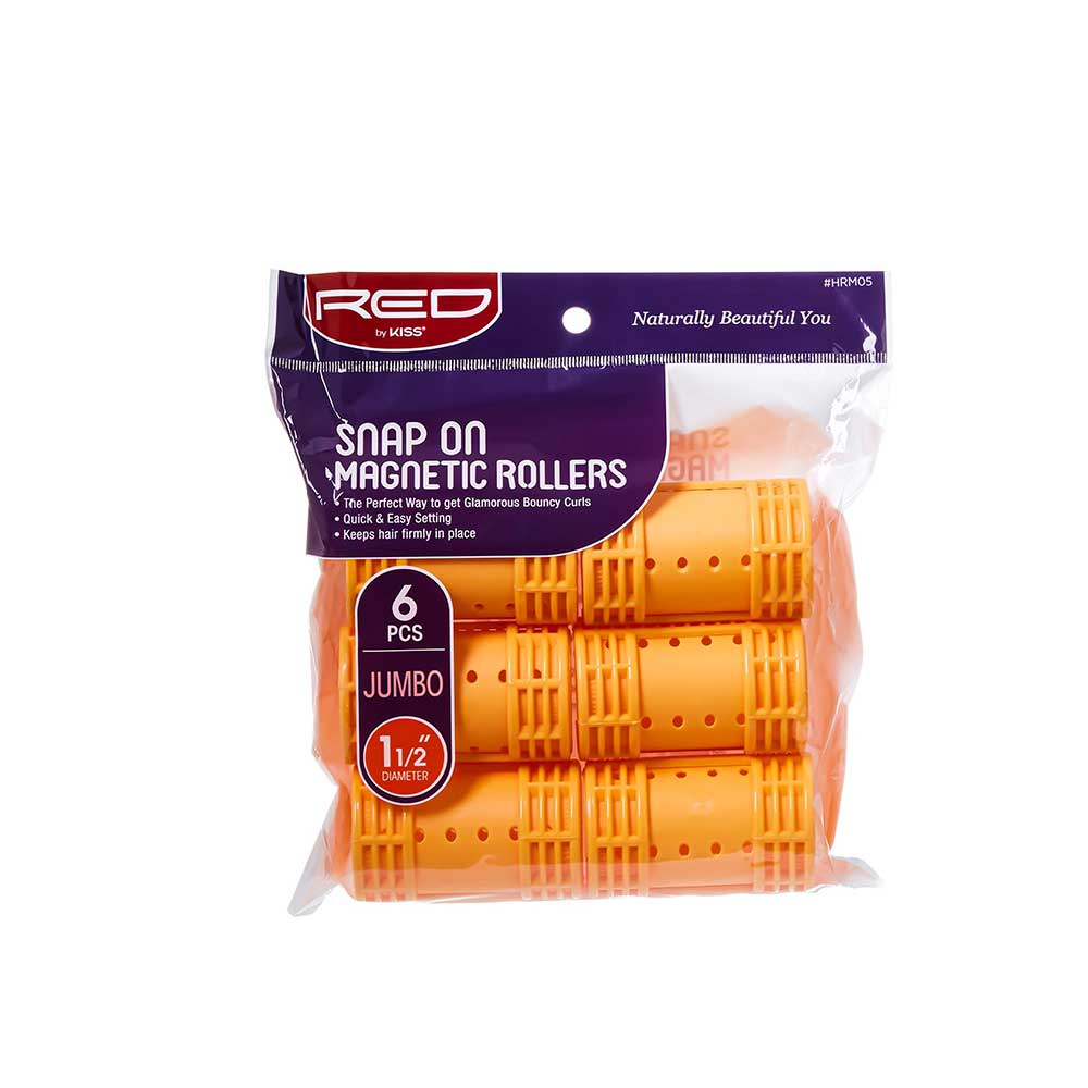Red by Kiss Snap - On Magnetic Rollers | HRM01–HRM06 | Smooth, Long - Lasting Curls with Snap - On Clips - Beauty Exchange Beauty Supply