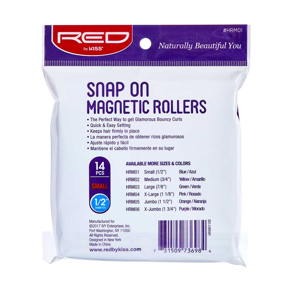 Red by Kiss Snap - On Magnetic Rollers | HRM01–HRM06 | Smooth, Long - Lasting Curls with Snap - On Clips - Beauty Exchange Beauty Supply