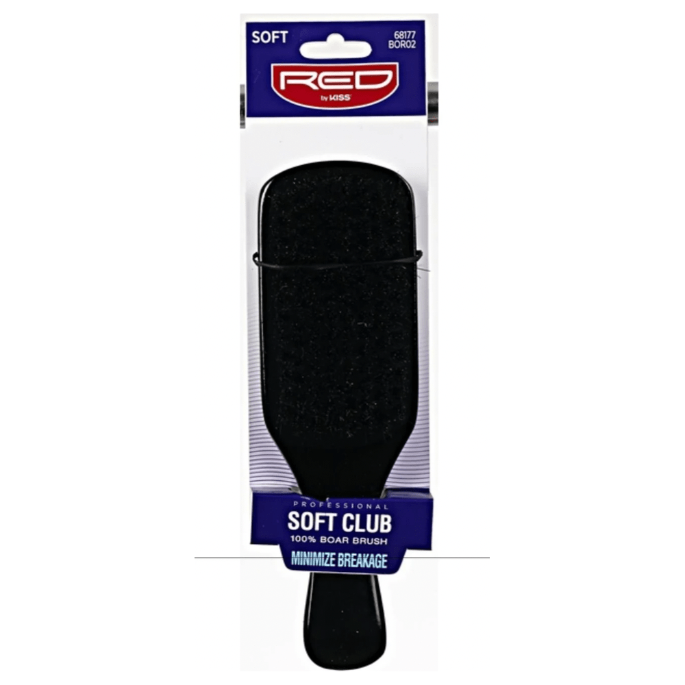 Red by Kiss Soft Club Boar Brush BOR02 – Gentle Bristles for Smoothing & Wave Definition (Soft, Club Handle Design) - Beauty Exchange Beauty Supply