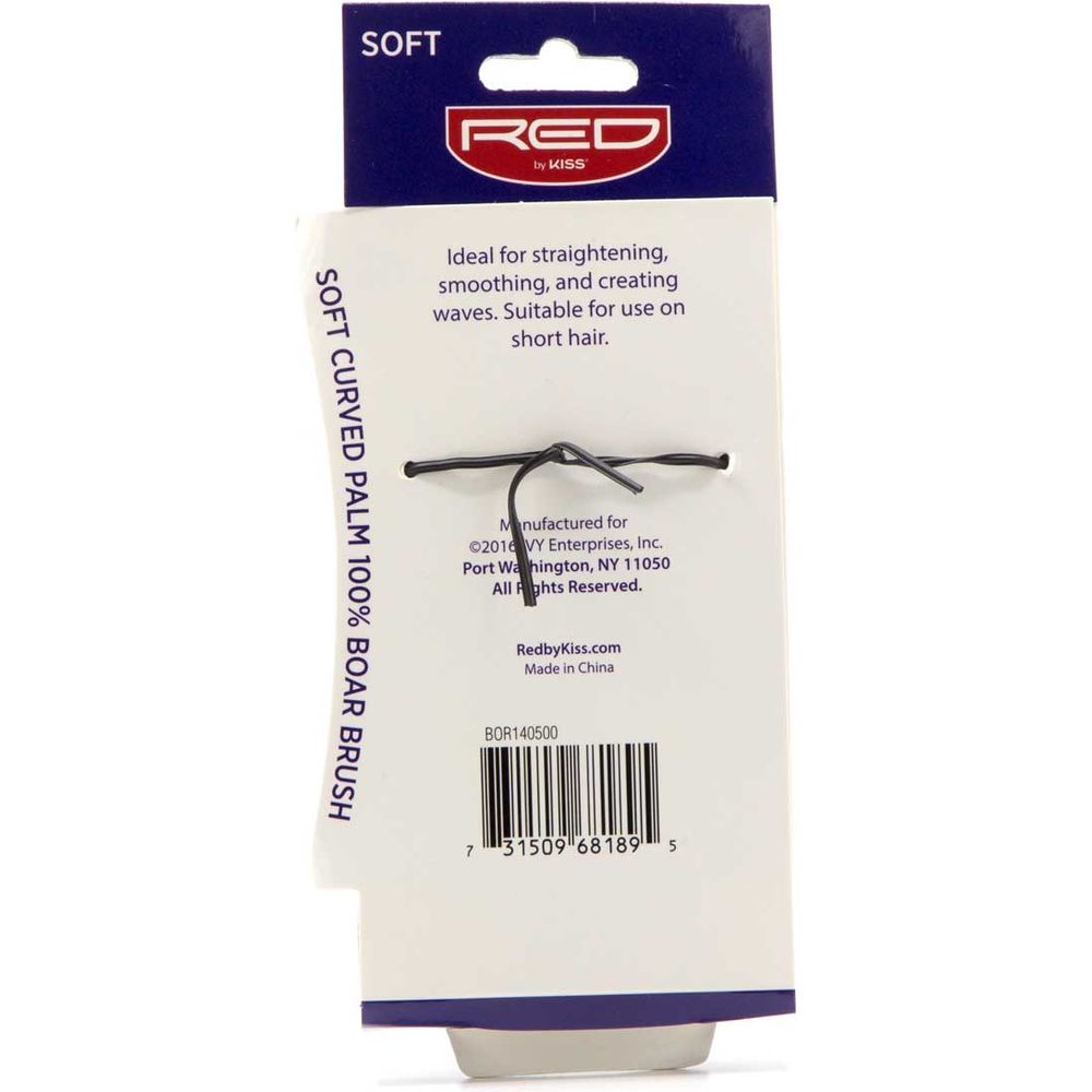 Red by Kiss Soft Curved Palm Boar Brush BOR14 – Gentle Wave & Edge Control with Natural Shine (Soft, Palm - Sized) - Beauty Exchange Beauty Supply