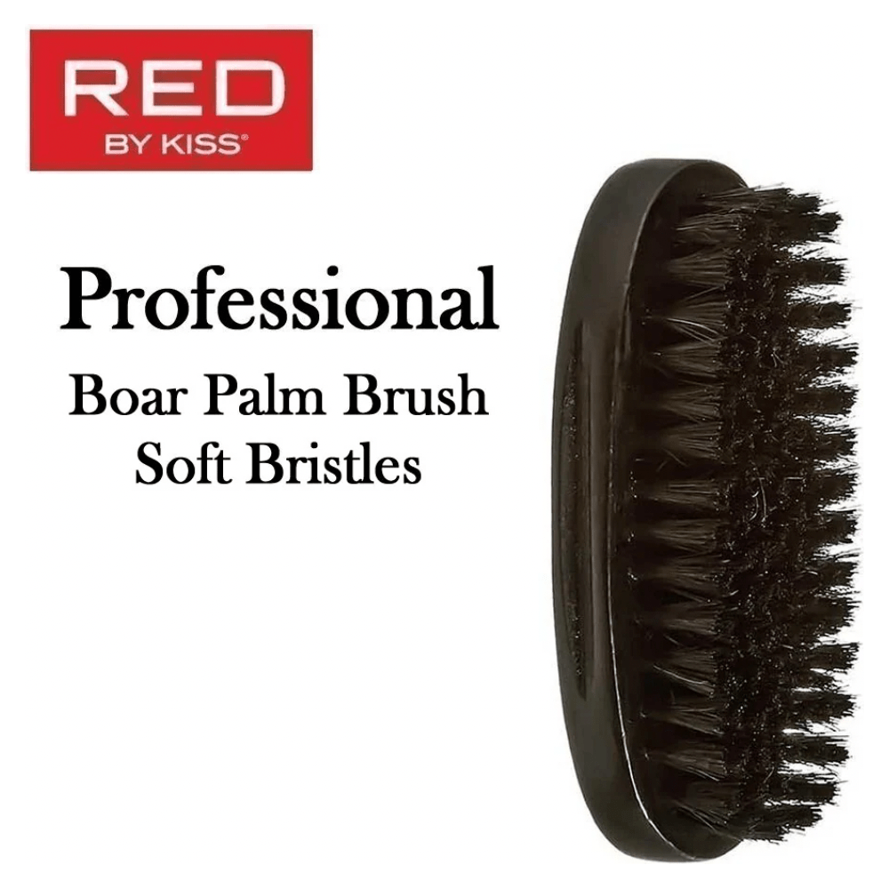 Red by Kiss Soft Palm Boar Brush BOR01 – Gentle Bristles for Smoothing & Edge Control (Soft, Palm - Sized) - Beauty Exchange Beauty Supply