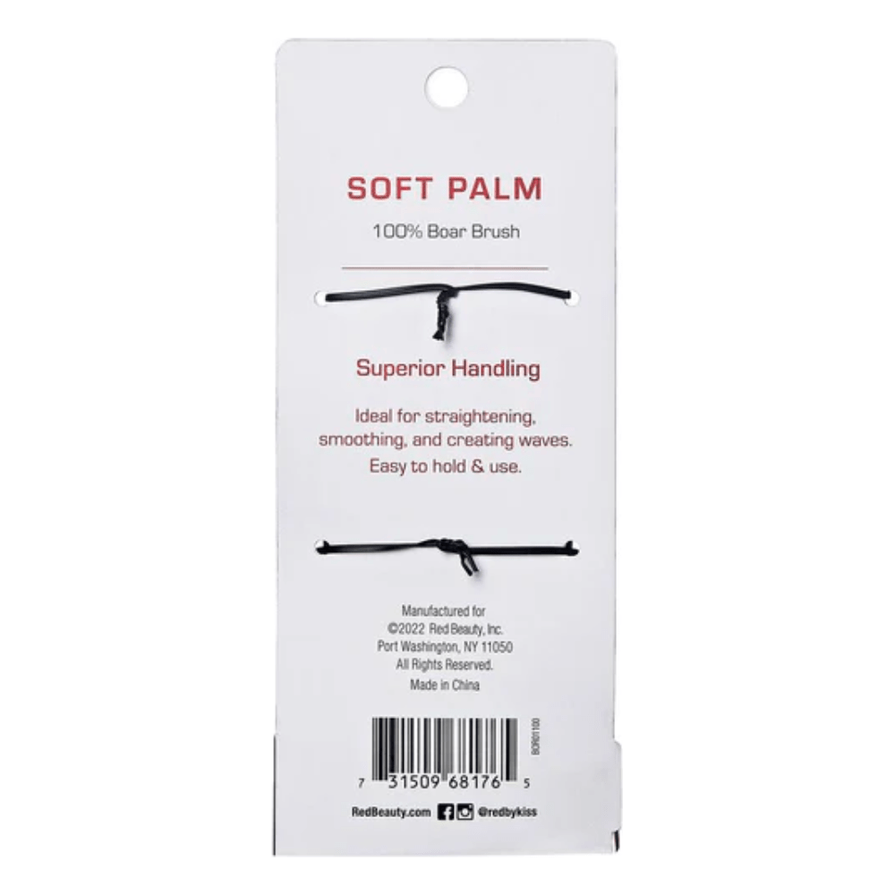 Red by Kiss Soft Palm Boar Brush BOR01 – Gentle Bristles for Smoothing & Edge Control (Soft, Palm - Sized) - Beauty Exchange Beauty Supply