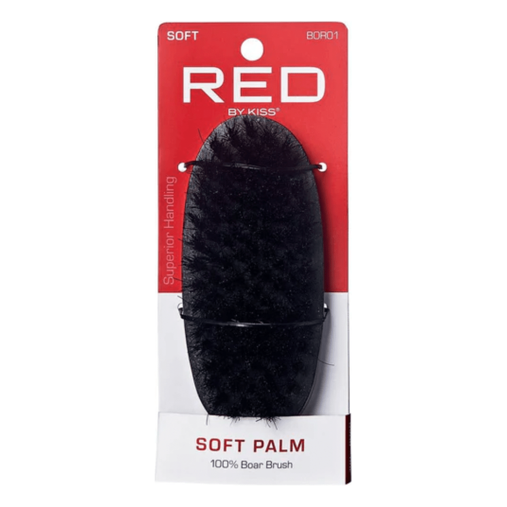 Red by Kiss Soft Palm Boar Brush BOR01 – Gentle Bristles for Smoothing & Edge Control (Soft, Palm - Sized) - Beauty Exchange Beauty Supply