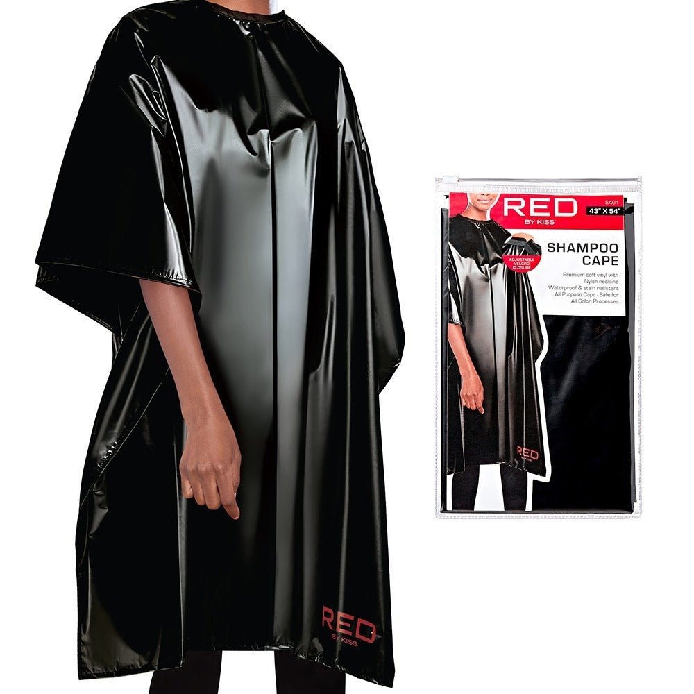 Red by Kiss Soft Vinyl Salon Capes – Black - Beauty Exchange Beauty Supply