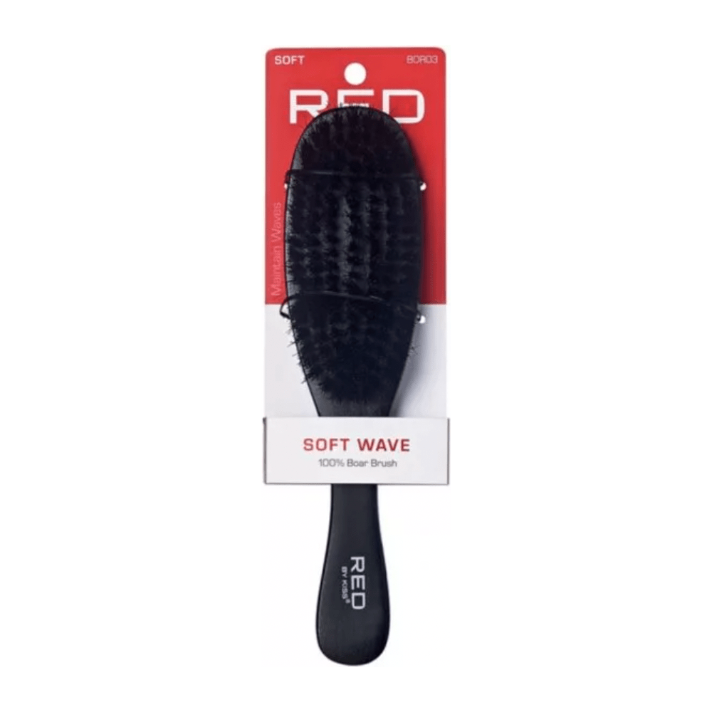 Red by Kiss Soft Wave Boar Brush BOR03 – Gentle Bristles for Fresh Cuts, Smoothing & Wave Finishing (Soft, Classic Handle) - Beauty Exchange Beauty Supply