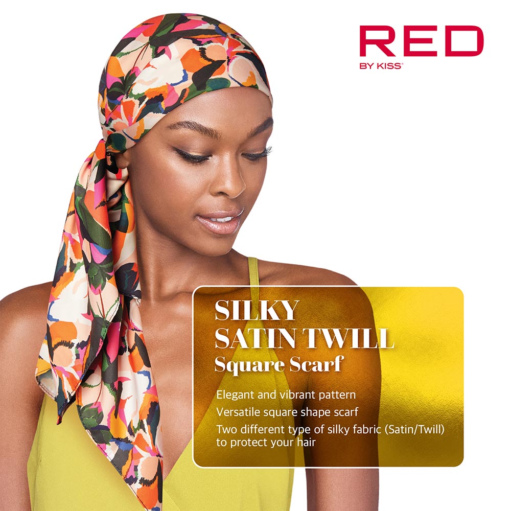 Red by Kiss Square Silky Twill Scarf 36x36 – Elegant, Versatile & Edge - Protective - Beauty Exchange Beauty Supply