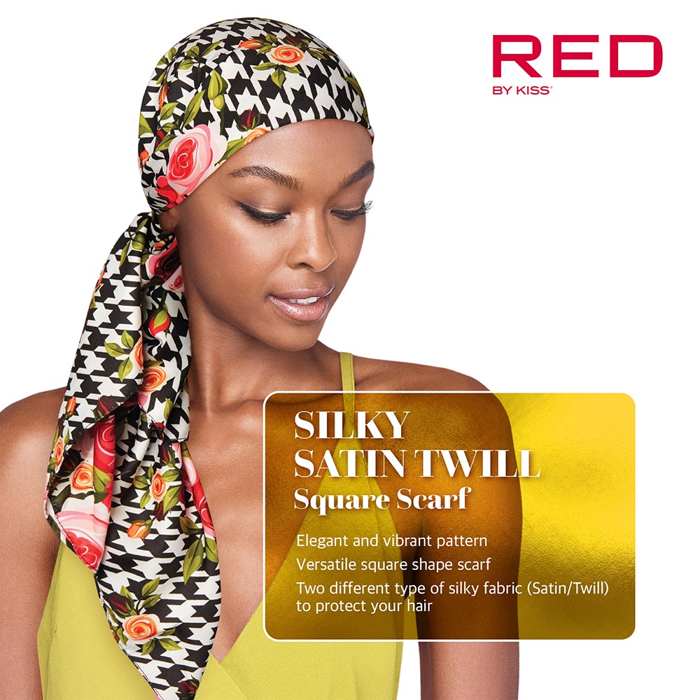 Red by Kiss Square Silky Twill Scarf 36x36 – Elegant, Versatile & Edge - Protective - Beauty Exchange Beauty Supply