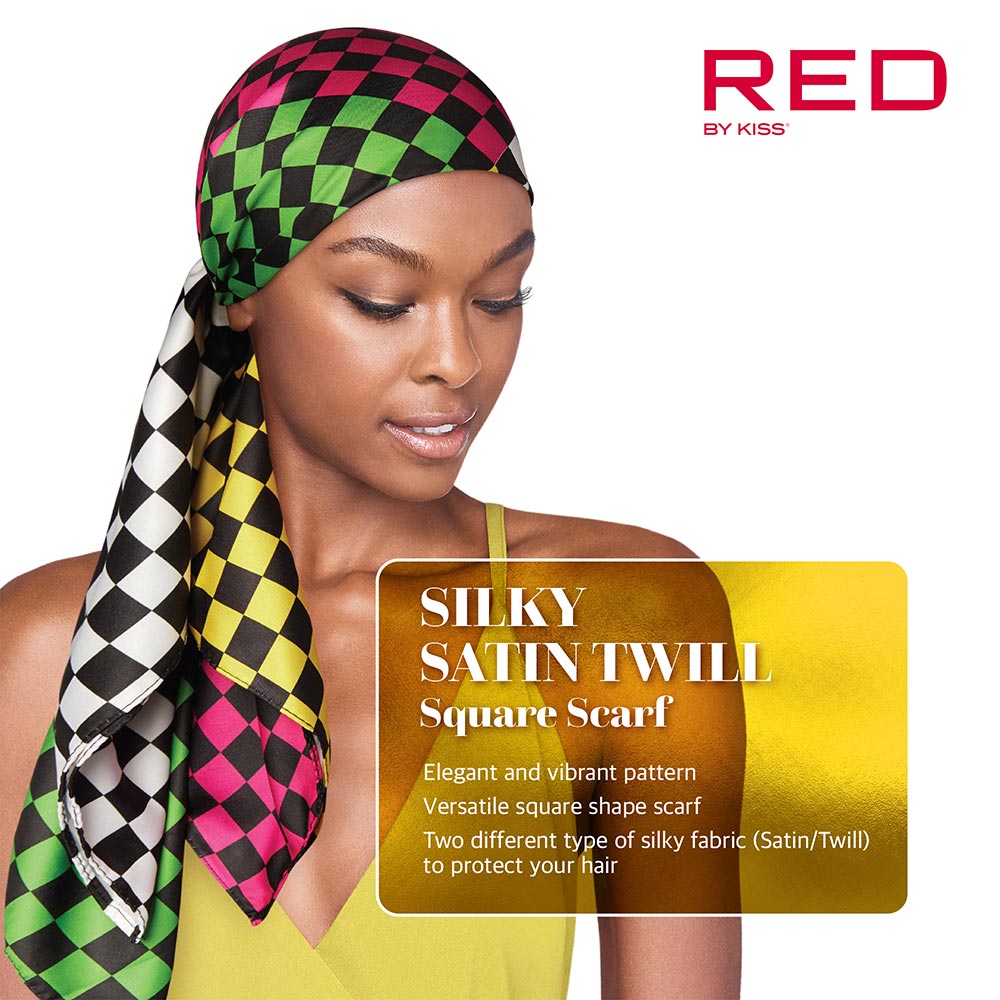 Red by Kiss Square Silky Twill Scarf 36x36 – Elegant, Versatile & Edge - Protective - Beauty Exchange Beauty Supply