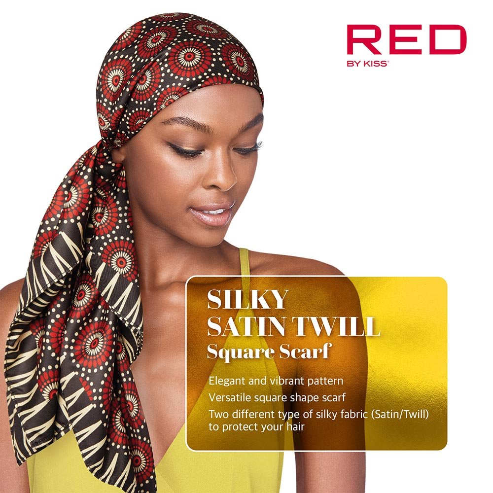 Red by Kiss Square Silky Twill Scarf 36x36 – Elegant, Versatile & Edge - Protective - Beauty Exchange Beauty Supply