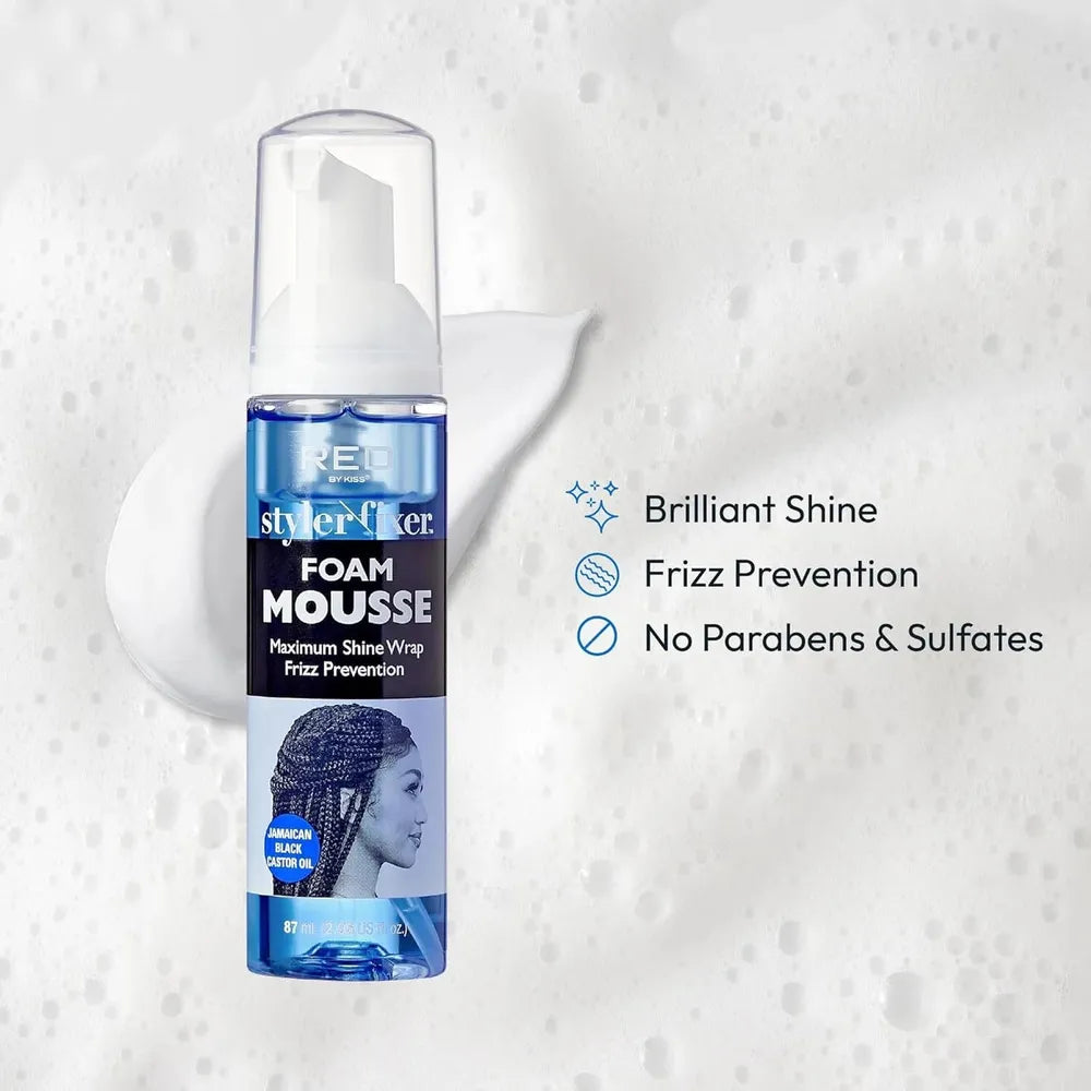 Red by Kiss Styler Fixer – Foam Mousse & Braid Sheen Refresher (8.7oz / 8.5oz) - Beauty Exchange Beauty Supply