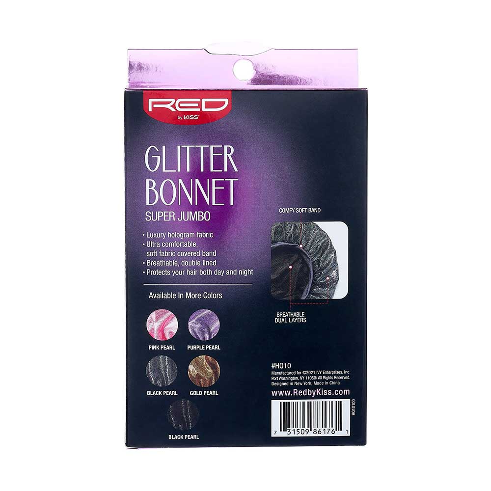 Red by Kiss Super Jumbo Glitter Bonnet โ Sparkle While You Sleep (One Size) - Beauty Exchange Beauty Supply