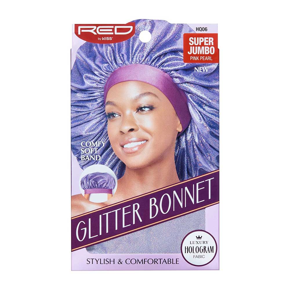Red by Kiss Super Jumbo Glitter Bonnet โ Sparkle While You Sleep (One Size) - Beauty Exchange Beauty Supply