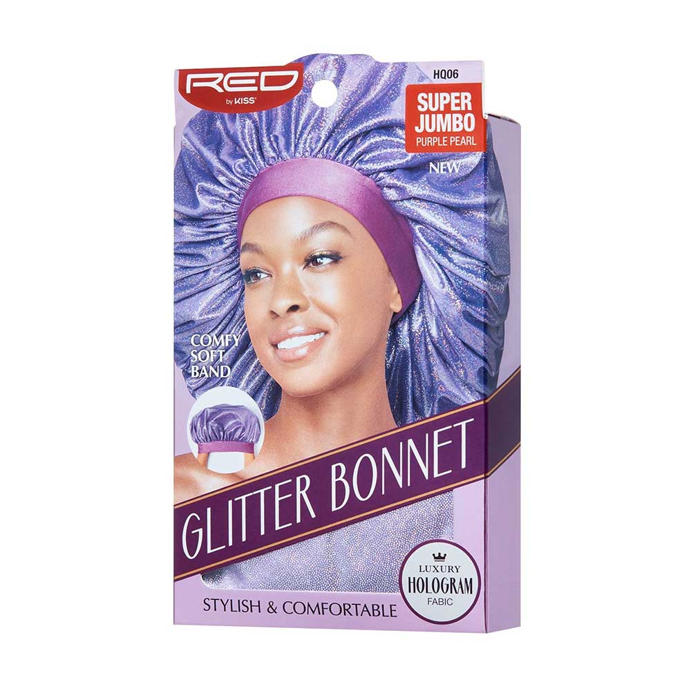 Red by Kiss Super Jumbo Glitter Bonnet โ Sparkle While You Sleep (One Size) - Beauty Exchange Beauty Supply