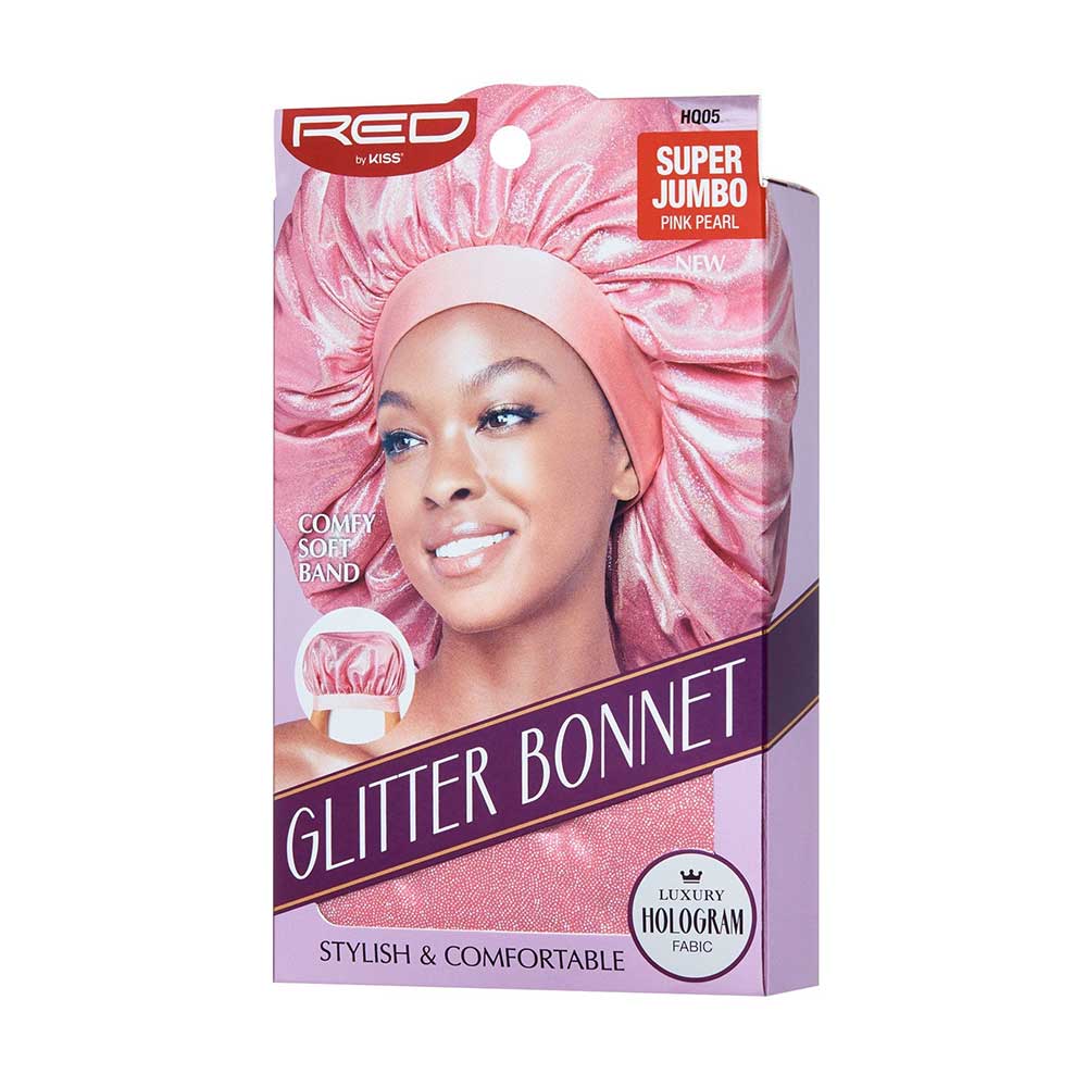 Red by Kiss Super Jumbo Glitter Bonnet โ Sparkle While You Sleep (One Size) - Beauty Exchange Beauty Supply