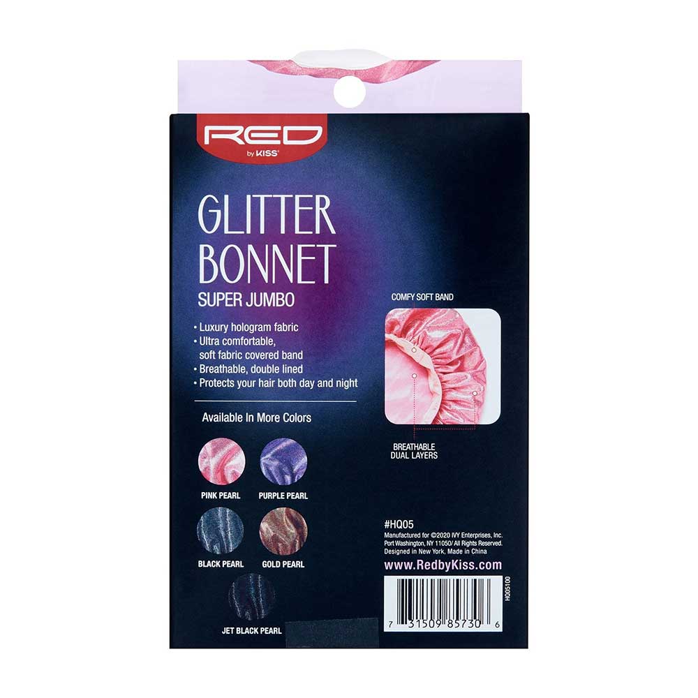 Red by Kiss Super Jumbo Glitter Bonnet โ Sparkle While You Sleep (One Size) - Beauty Exchange Beauty Supply