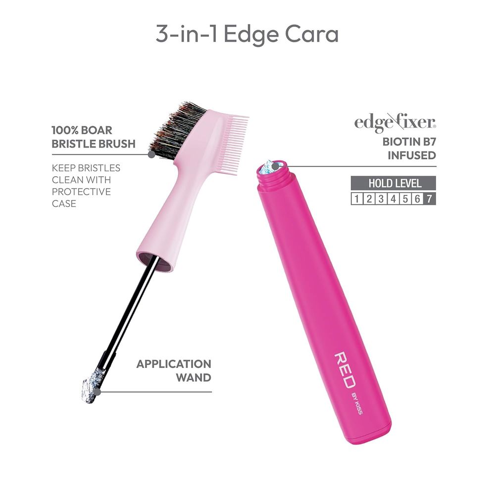 Red by Kiss Sweet Peach Edge Brush + Edge Fixer – HH104 | Dual - Sided Brush with Sweet Peach - Scented Edge Control for Sleek Styling - Beauty Exchange Beauty Supply