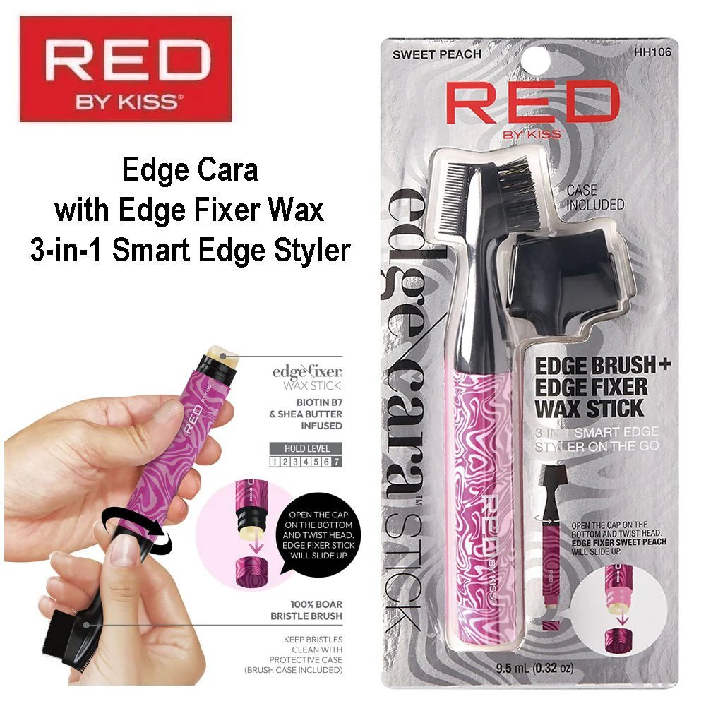 Red by Kiss Sweet Peach Edge Brush + Edge Fixer โ HH106 | Strong Hold, No Flake Edge Control with Dual - Sided Brush for Baby Hair Styling - Beauty Exchange Beauty Supply