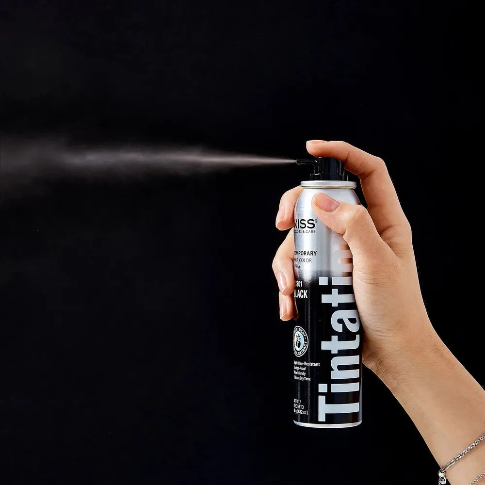 RED by Kiss Tintation Temporary Hair Color Spray | Instant Gray Root Cover Up | Water - Resistant | Smudge - Proof | Hairline | Barber Touch - Up | Quick Dry | Black - Beauty Exchange Beauty Supply
