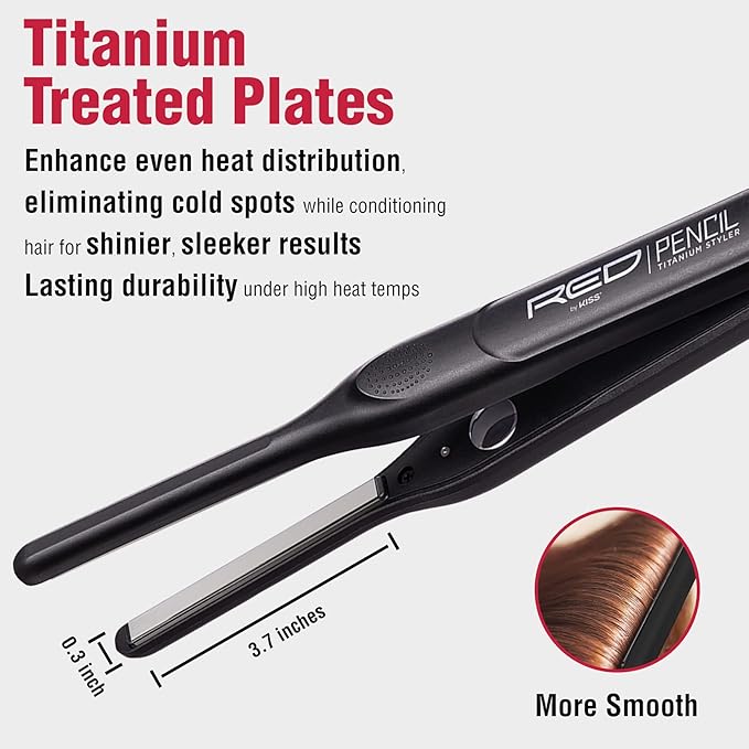 Red by Kiss Titanium Styler Pencil Flat Iron 3/10 inch - Beauty Exchange Beauty Supply