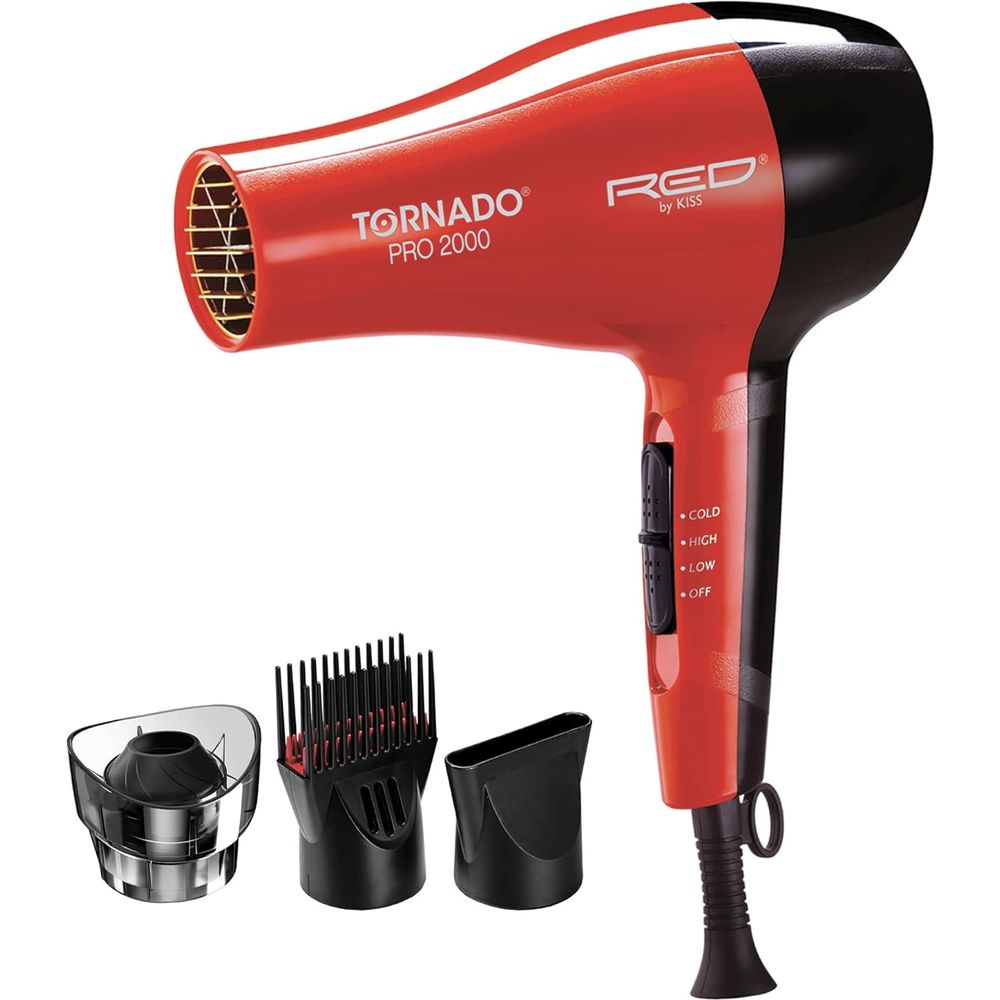 Red by Kiss Tornado Pro 2000 Hair Dryer – Powerful Salon - Grade Blow Dryer with Tourmaline Ceramic Technology - Beauty Exchange Beauty Supply